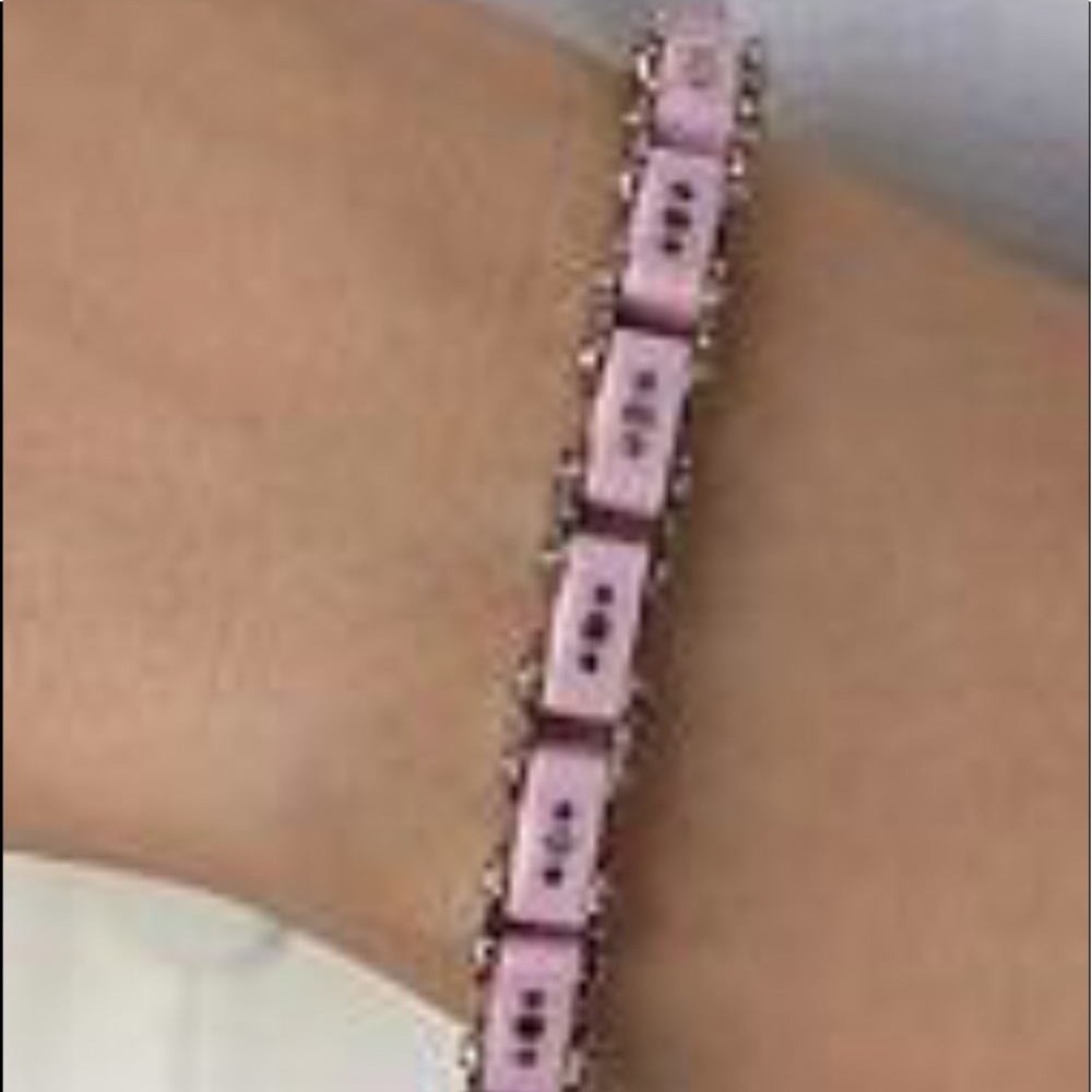 Thin Pink & Silver Bicycle Bracelet